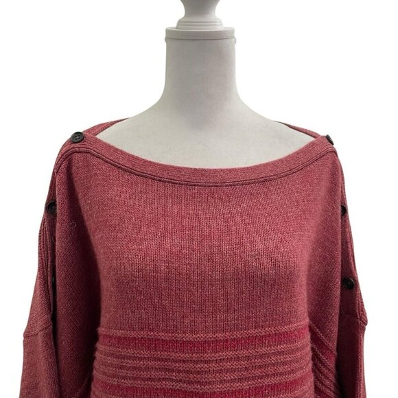 prAna Wool Blend Boat Neck Oversized Boxy Stripe Sweater Red size XL - Picture 3 of 10
